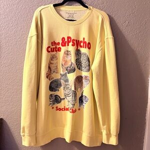 Urban Outfitters Oversized Sweatshirt Cute & Psycho Cat Graphic Size Small